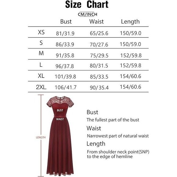 Dressystar Women Long Formal Black Dress Floral Lace Short Sleeve S - Picture 15 of 15